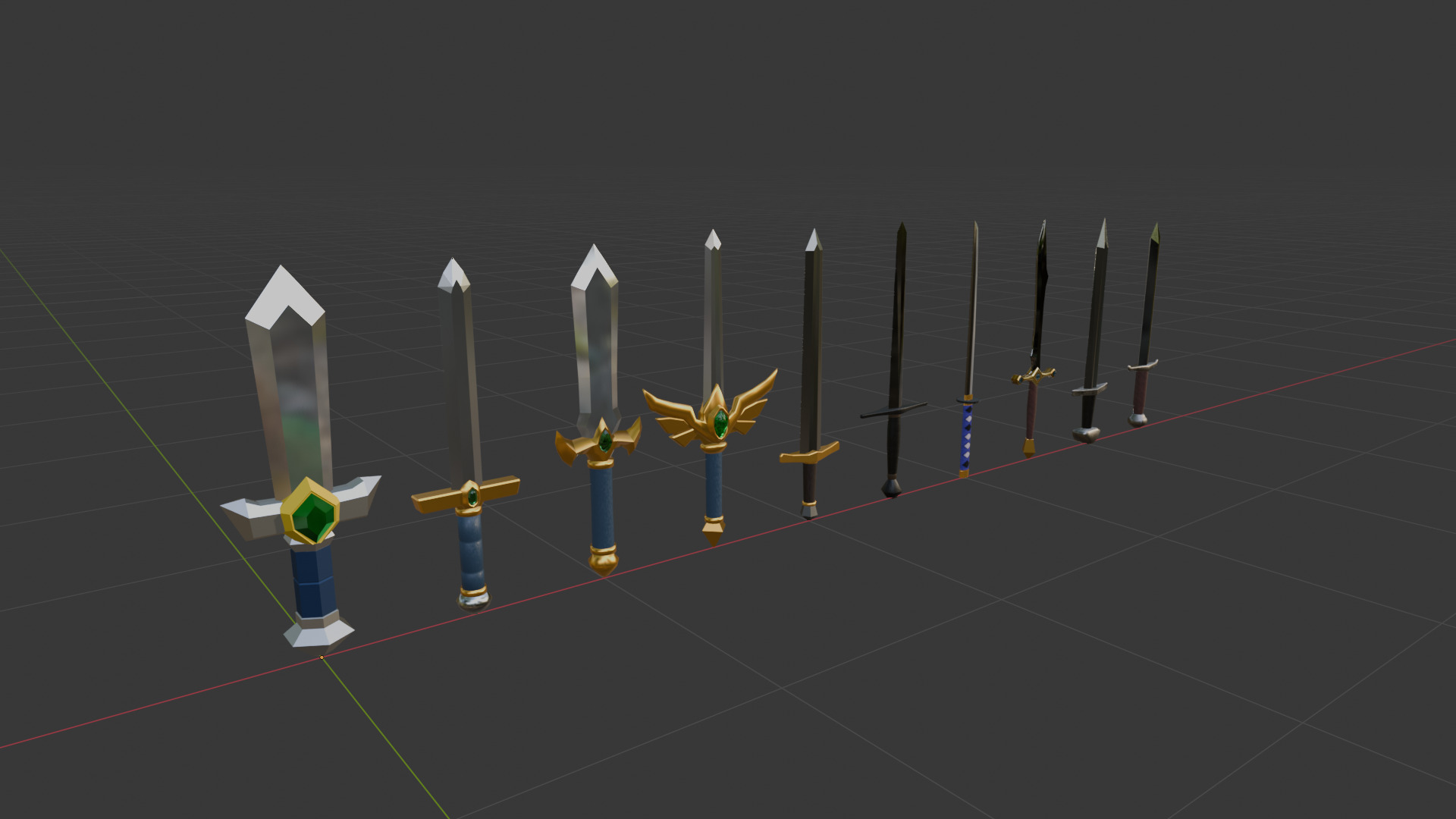 10 Low-Poly Sword Models Low-poly 3D model_14