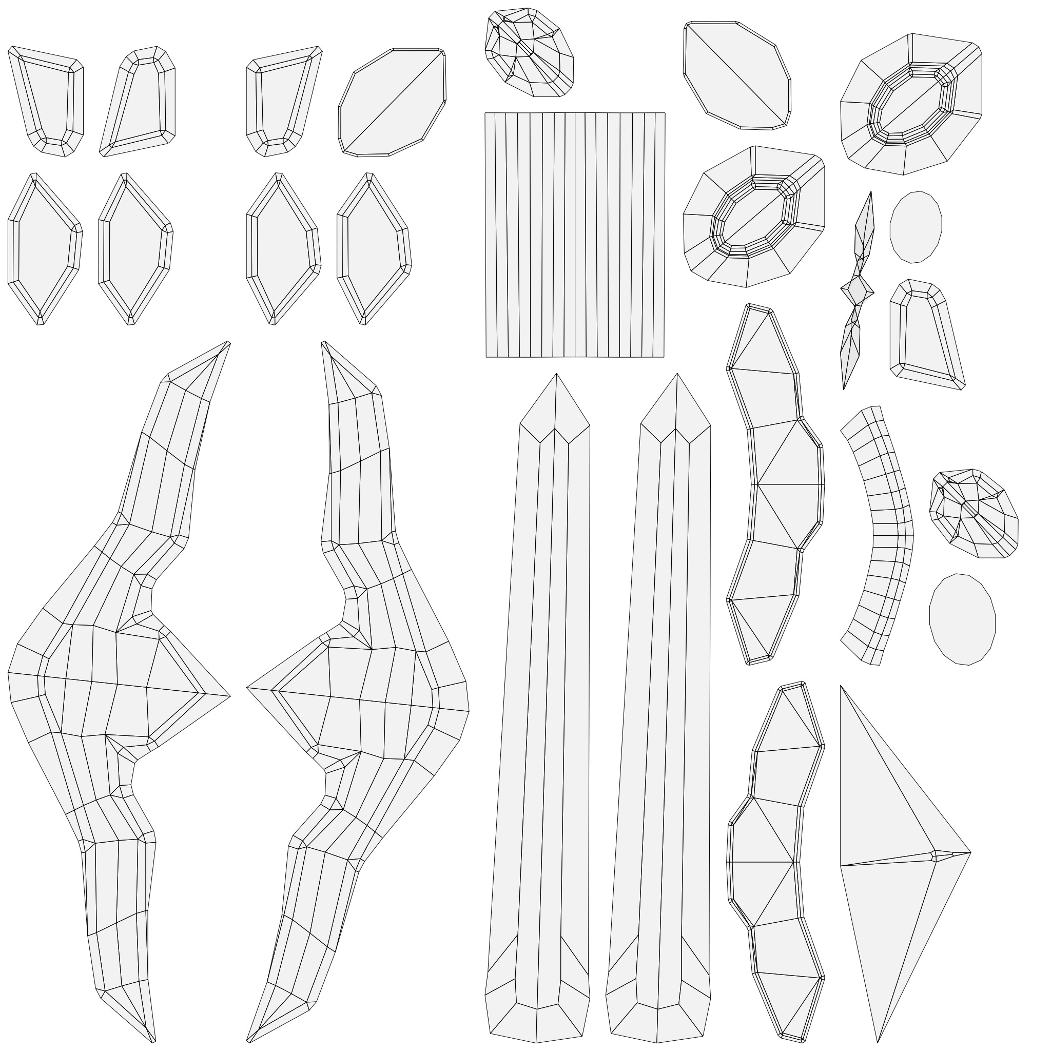 10 Low-Poly Sword Models Low-poly 3D model_19