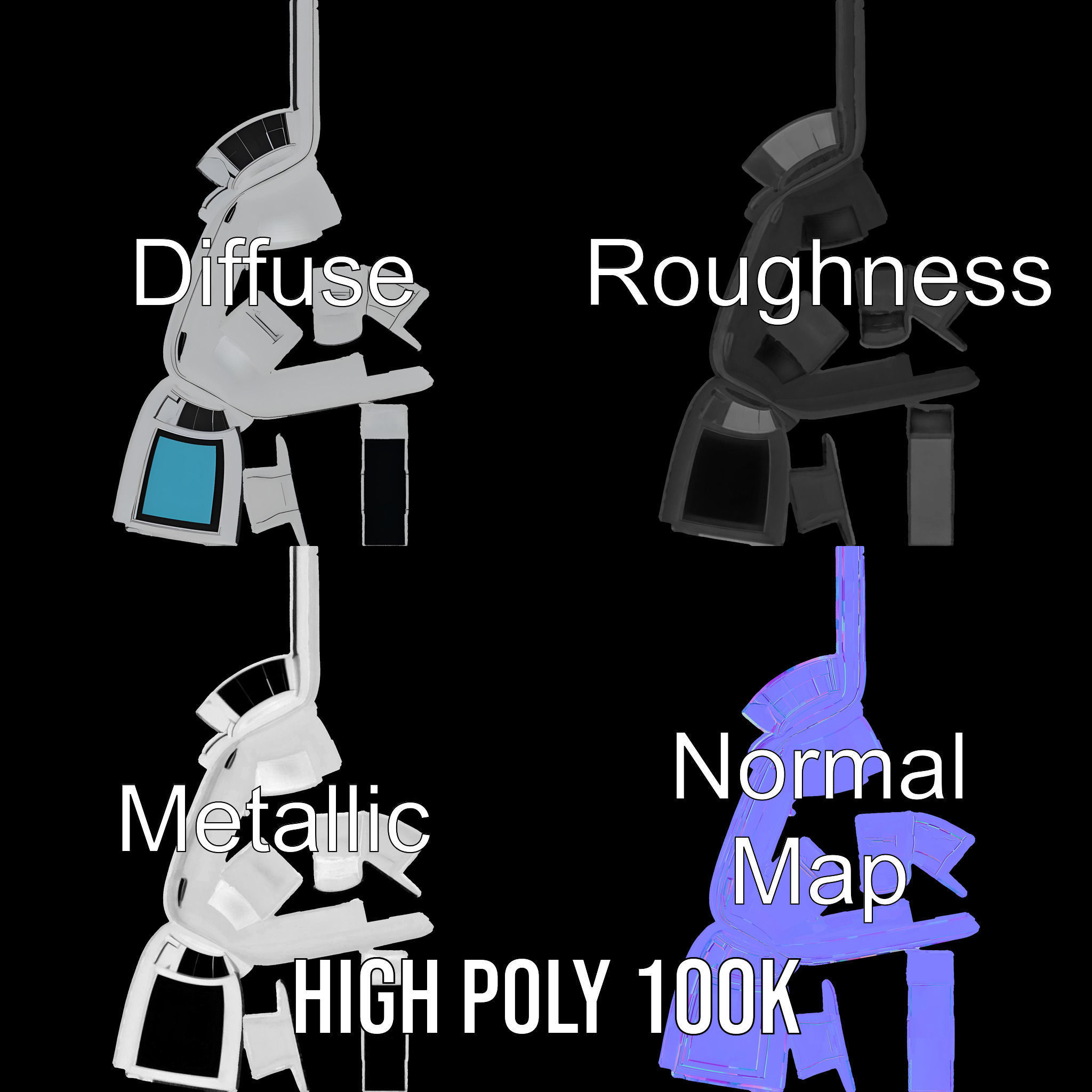 Futuristic Interactive Table Model Pack Low-poly 3D model_4