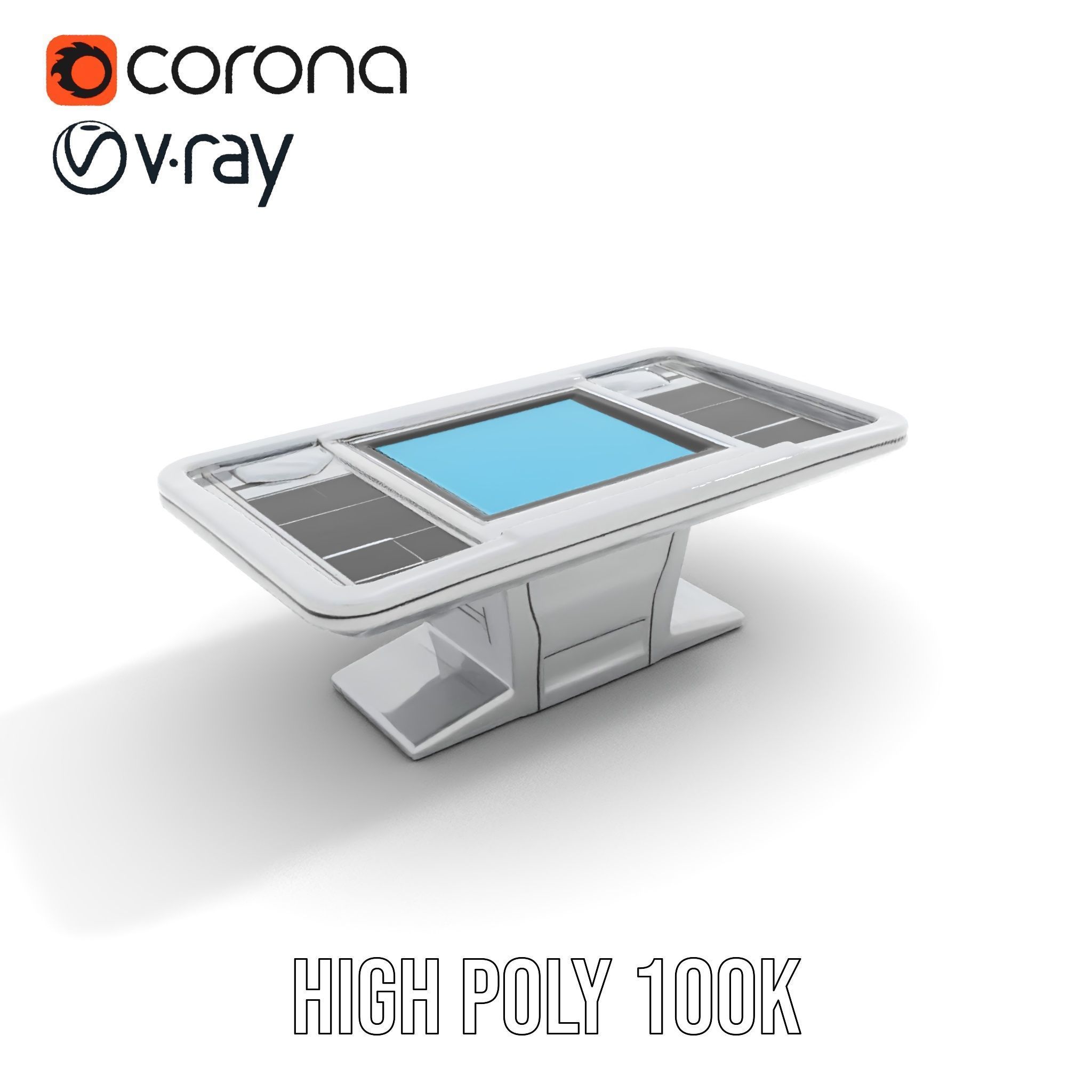Futuristic Interactive Table Model Pack Low-poly 3D model_16