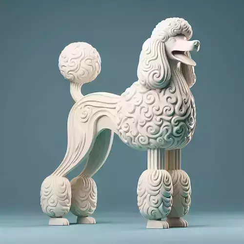 1512Laughing Poodle Totem Full Body Color 3D Model