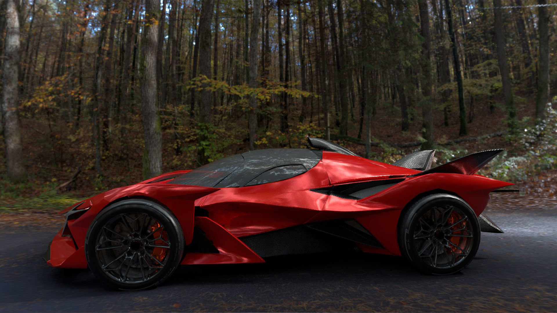 Futuristic Low Poly Concept Supercar Low-poly 3D model_10