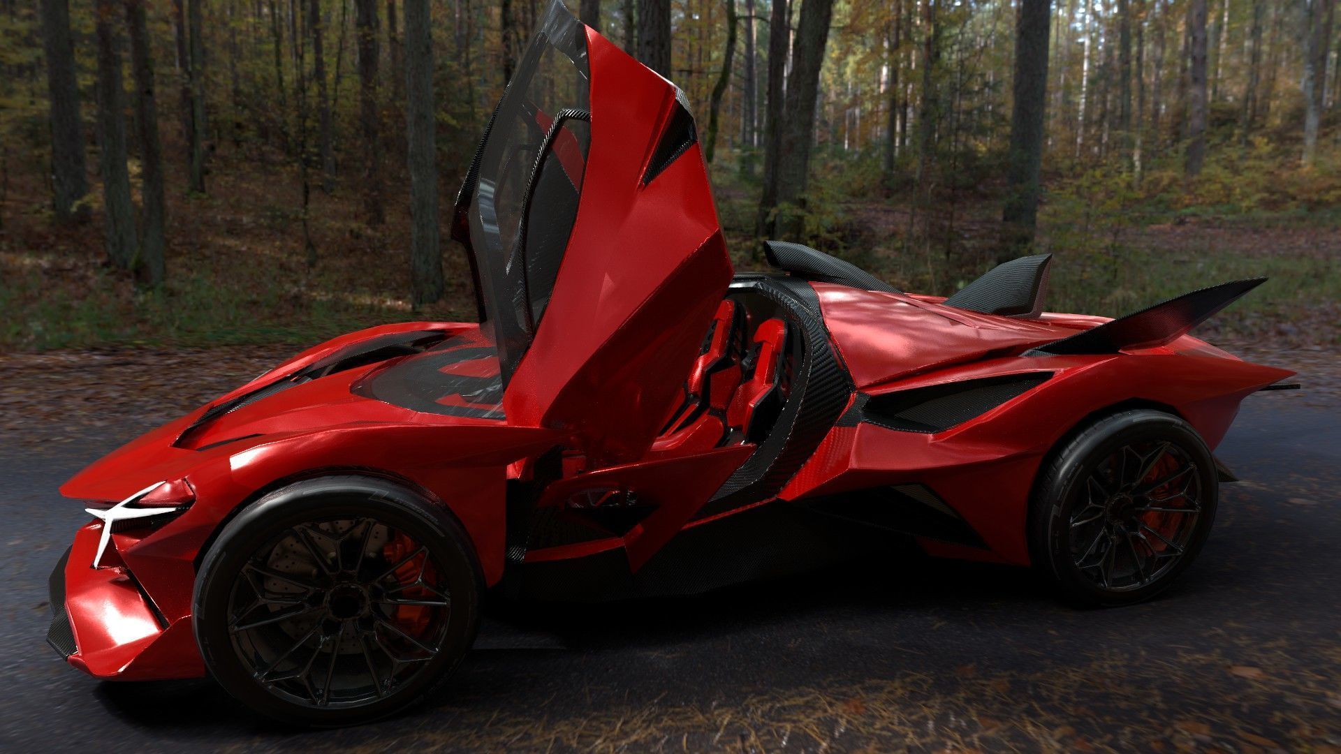 Futuristic Low Poly Concept Supercar Low-poly 3D model_5