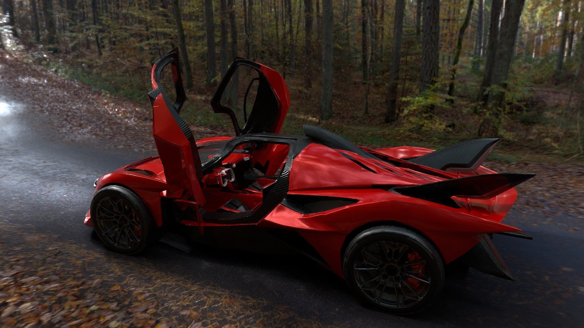 Futuristic Low Poly Concept Supercar Low-poly 3D model_14