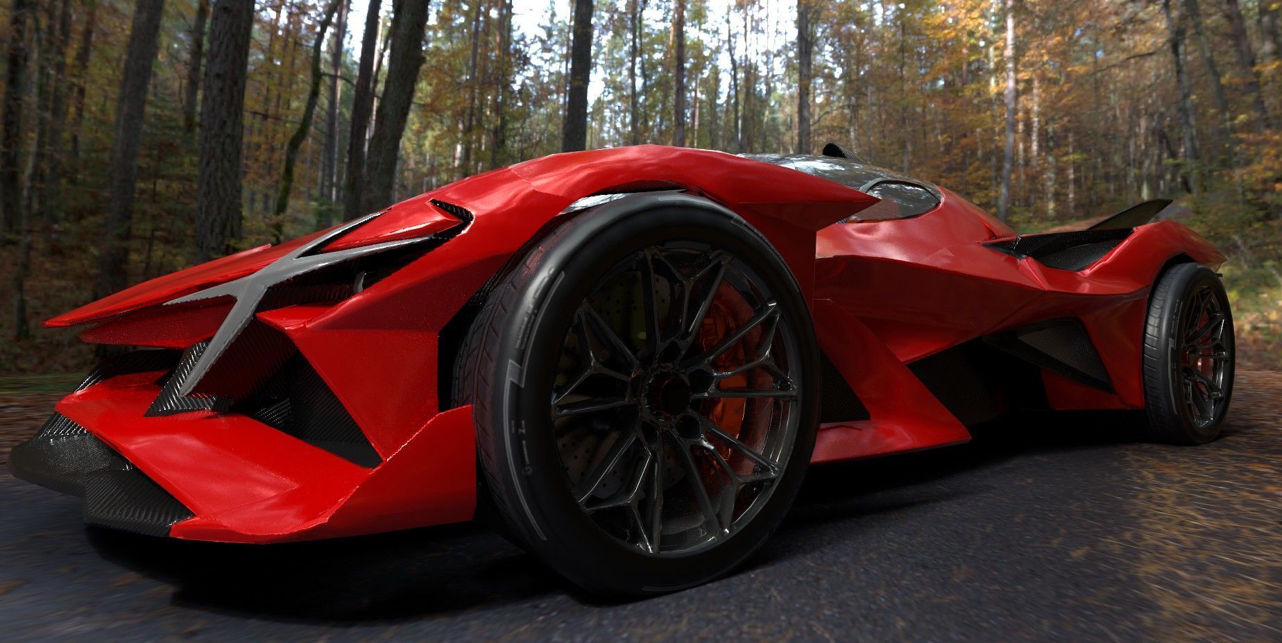 Futuristic Low Poly Concept Supercar Low-poly 3D model_12