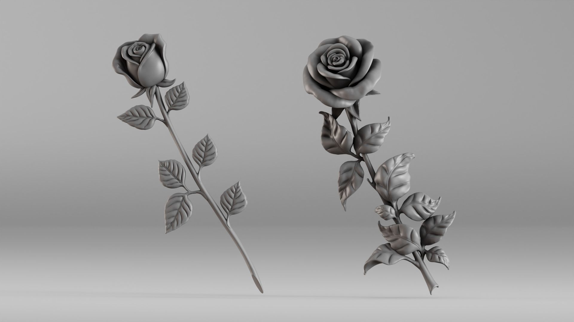 001649 Two Rose Variations 3D Print Model 3D print model_15