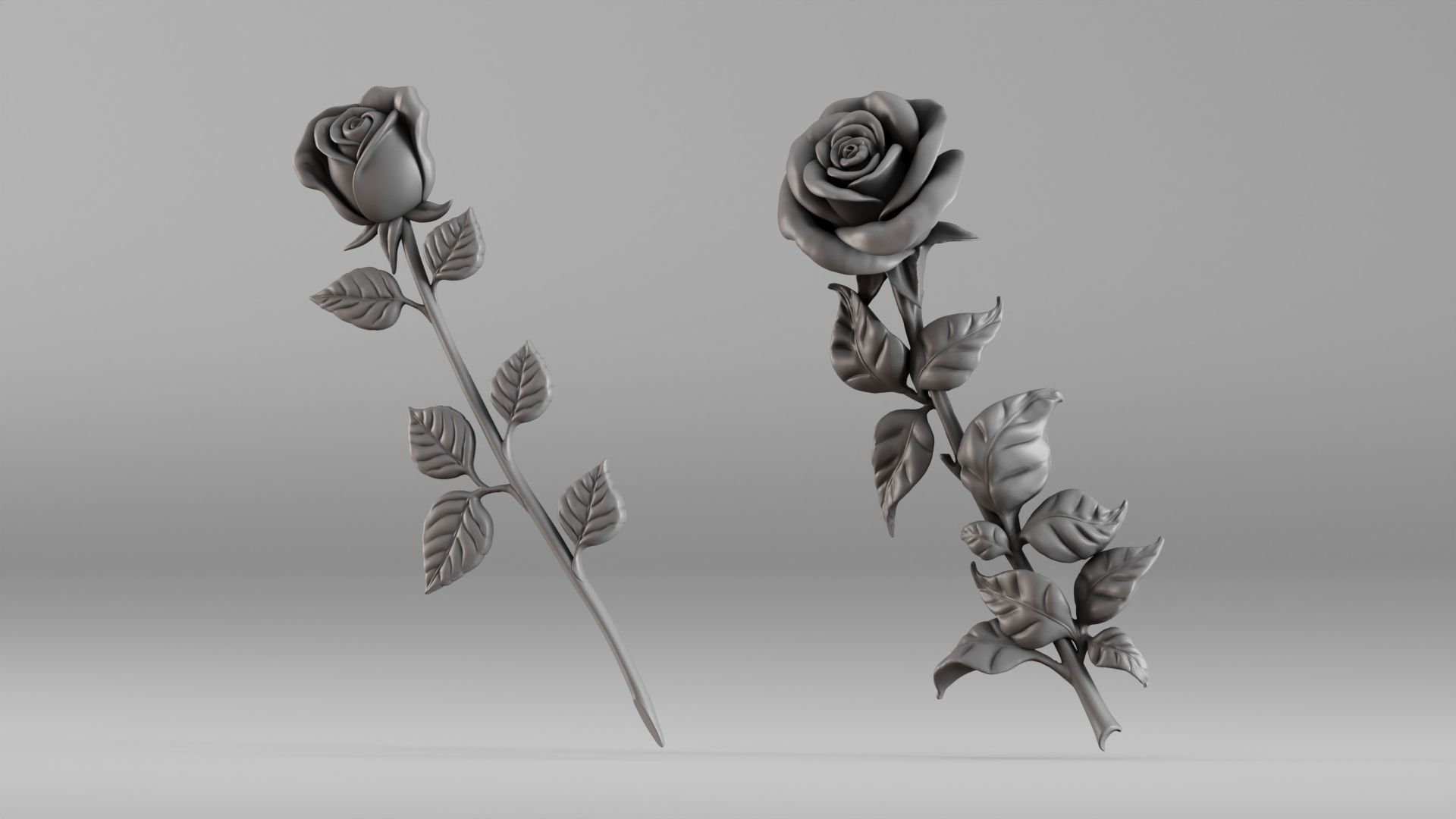001649 Two Rose Variations 3D Print Model 3D print model_14