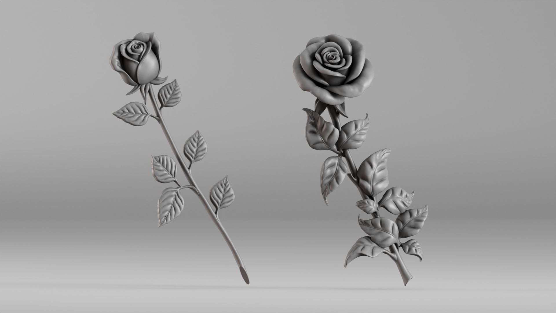 001649 Two Rose Variations 3D Print Model 3D print model_3