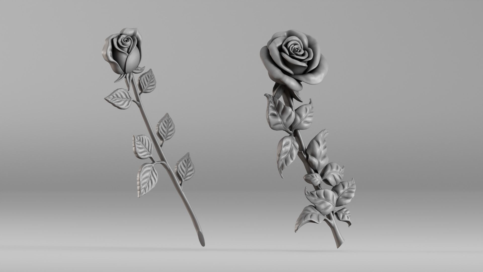 001649 Two Rose Variations 3D Print Model 3D print model_4