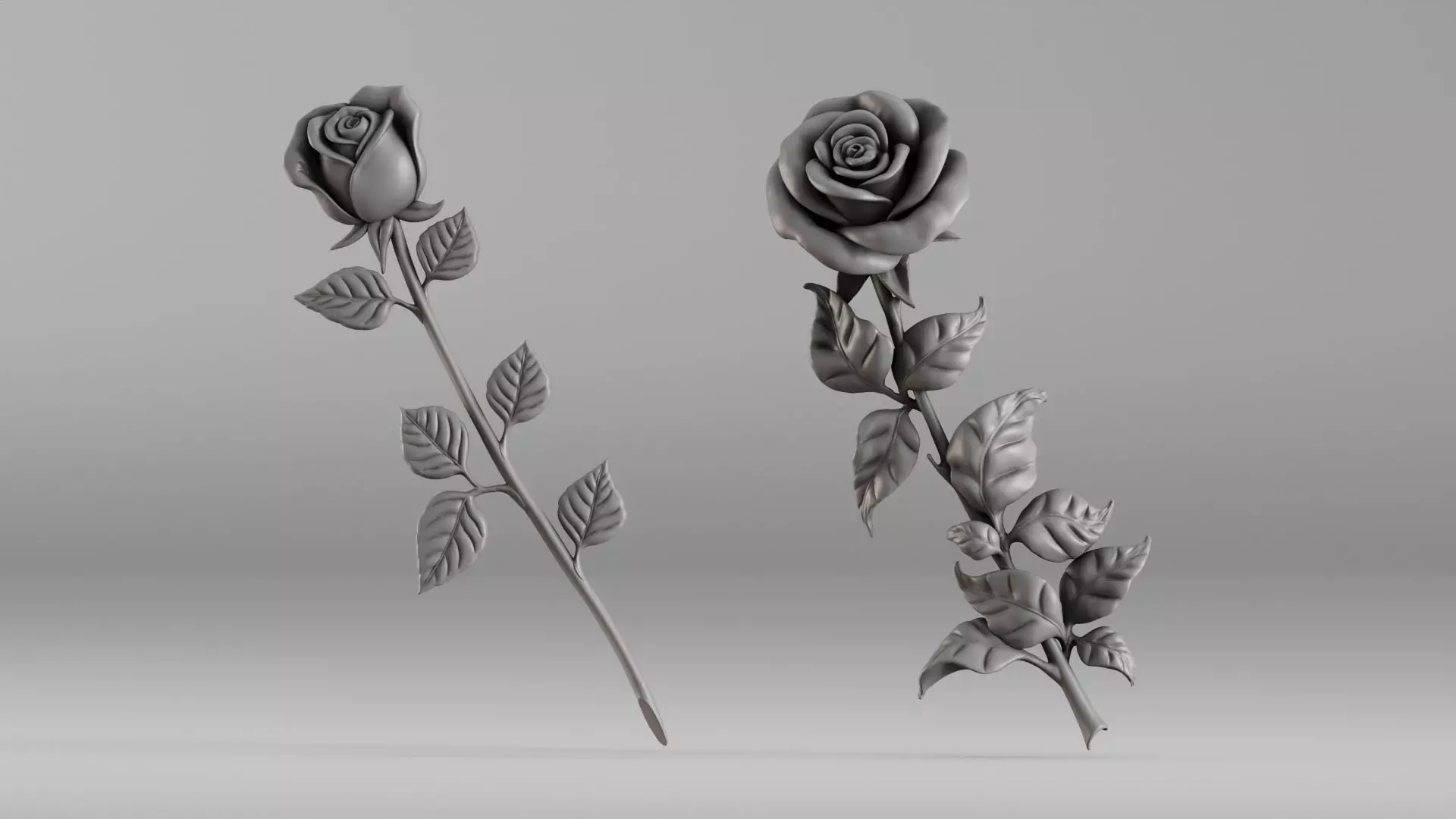 001649 Two Rose Variations 3D Print Model 3D print model_0