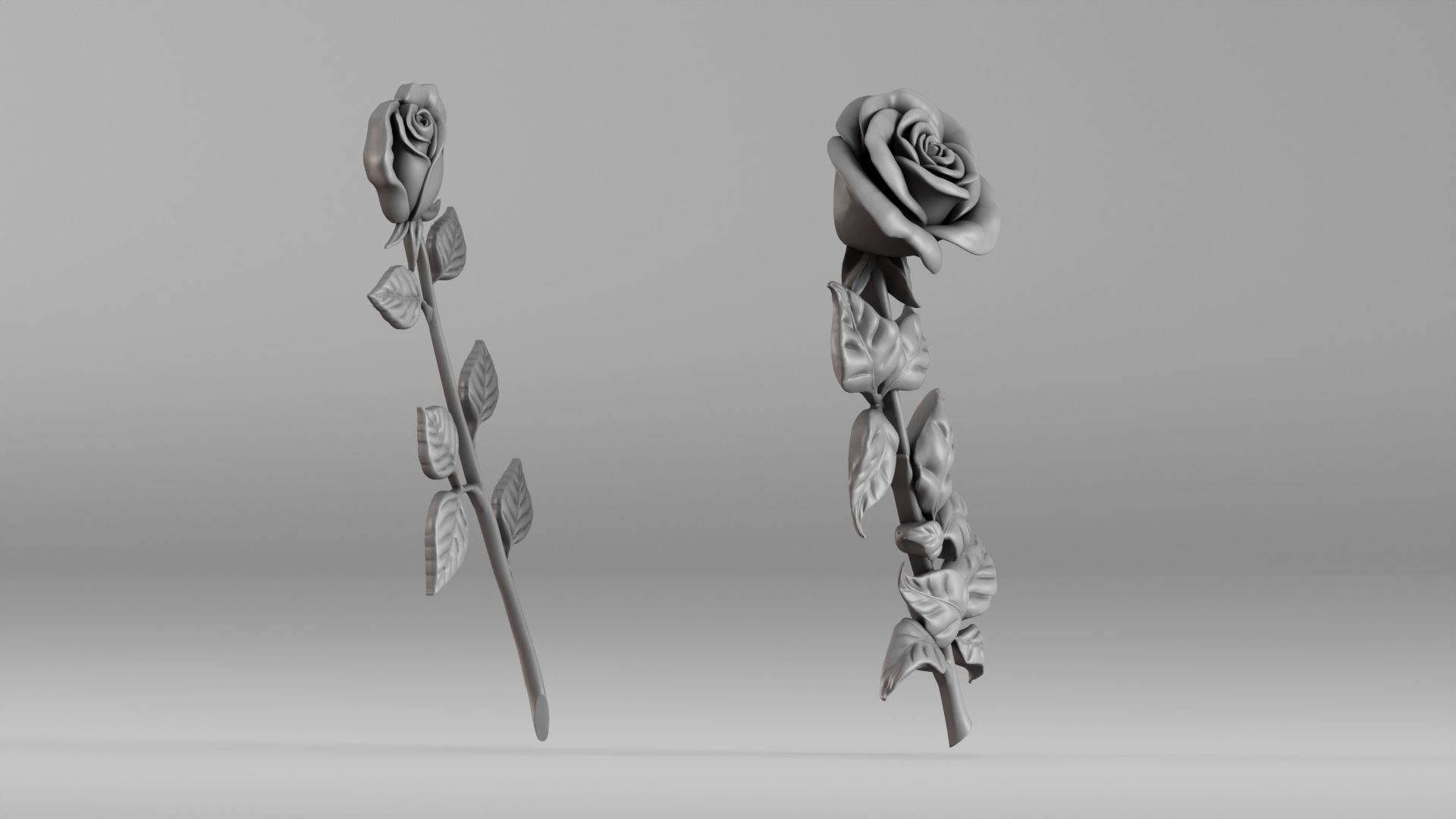 001649 Two Rose Variations 3D Print Model 3D print model_5