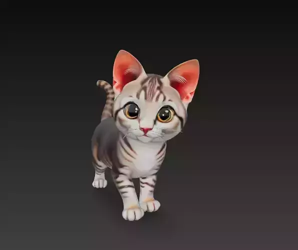 Cat Realistic 3D Model Basic - Low Poly Realistic Low-poly