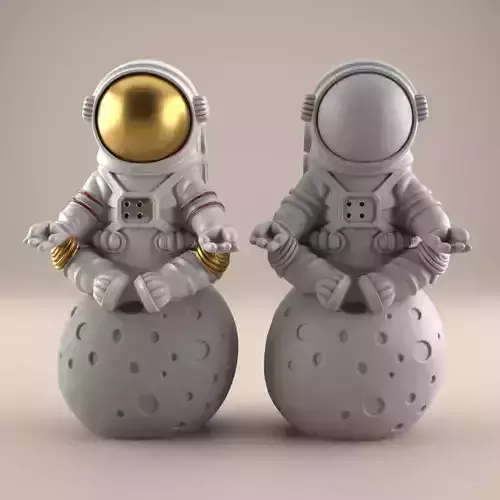 Meditating Astronaut on Moon STL 3D Model Decor 3D print model