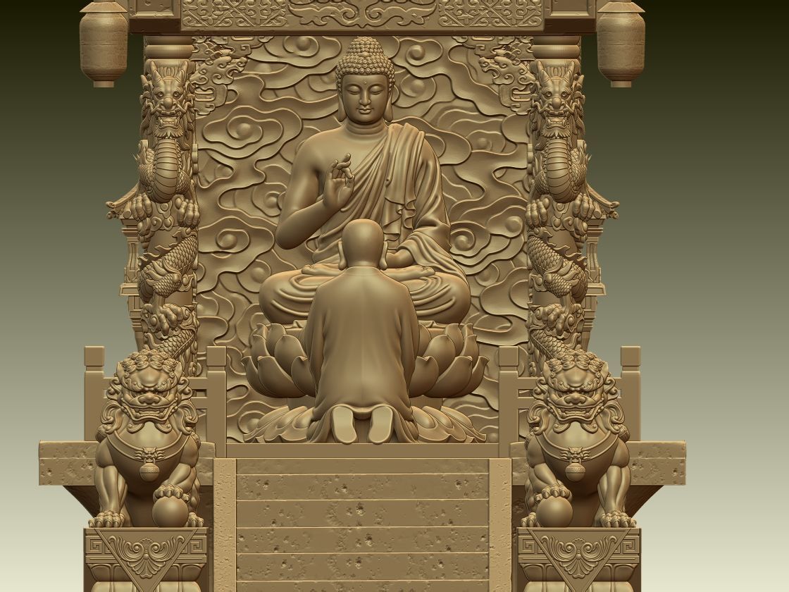 Buddha Worship Temple Diorama 3D print model_6