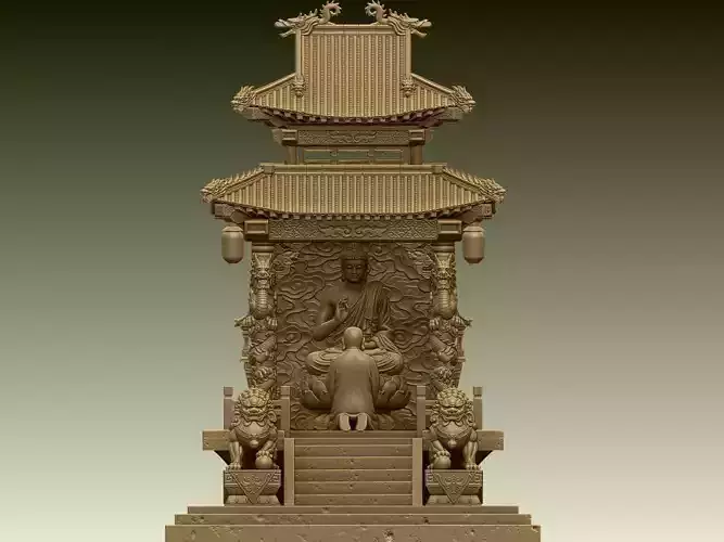 Buddha Worship Temple Diorama