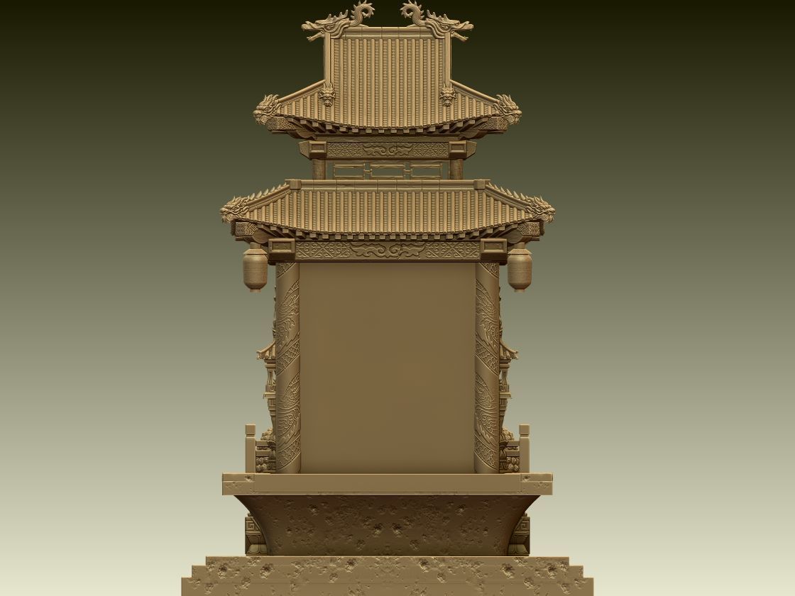 Buddha Worship Temple Diorama 3D print model_3