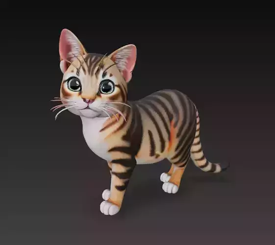Cat Realistic 3D Model Basic - Low Poly Realistic