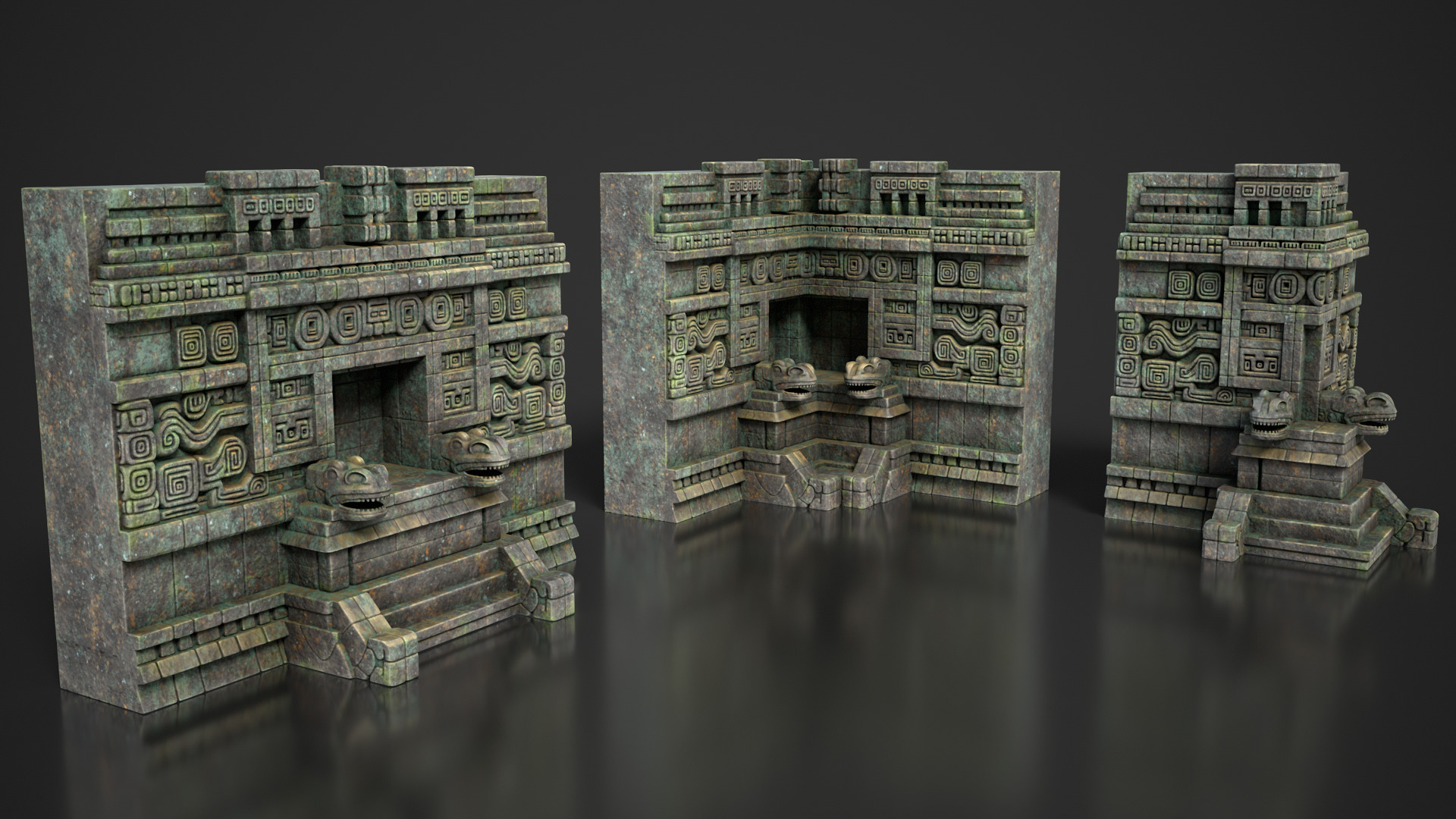Mayan Temple Wall Modulars 01 250726 Low-poly 3D model_2