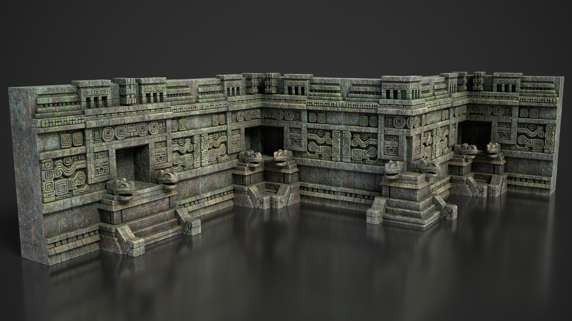 Mayan Temple Wall Modulars 01 250726 Low-poly 3D model_1