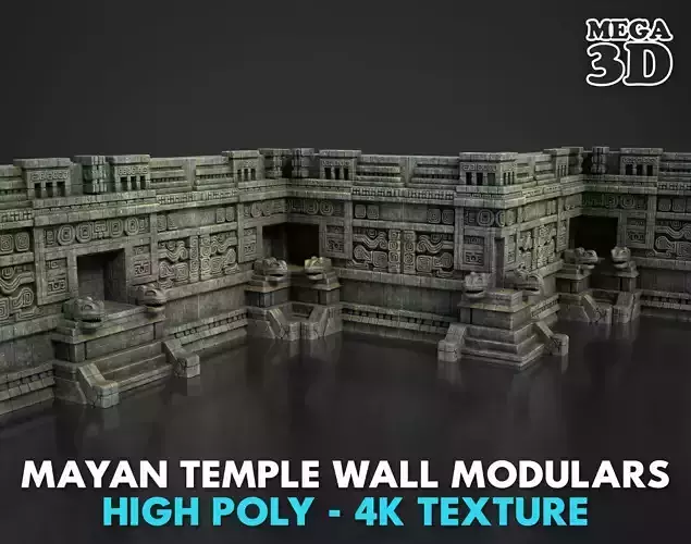 Mayan Temple Wall Modulars 01 250726 Low-poly 3D model Mayan Temple Wall Modulars 01 250726 Low-poly 3D model