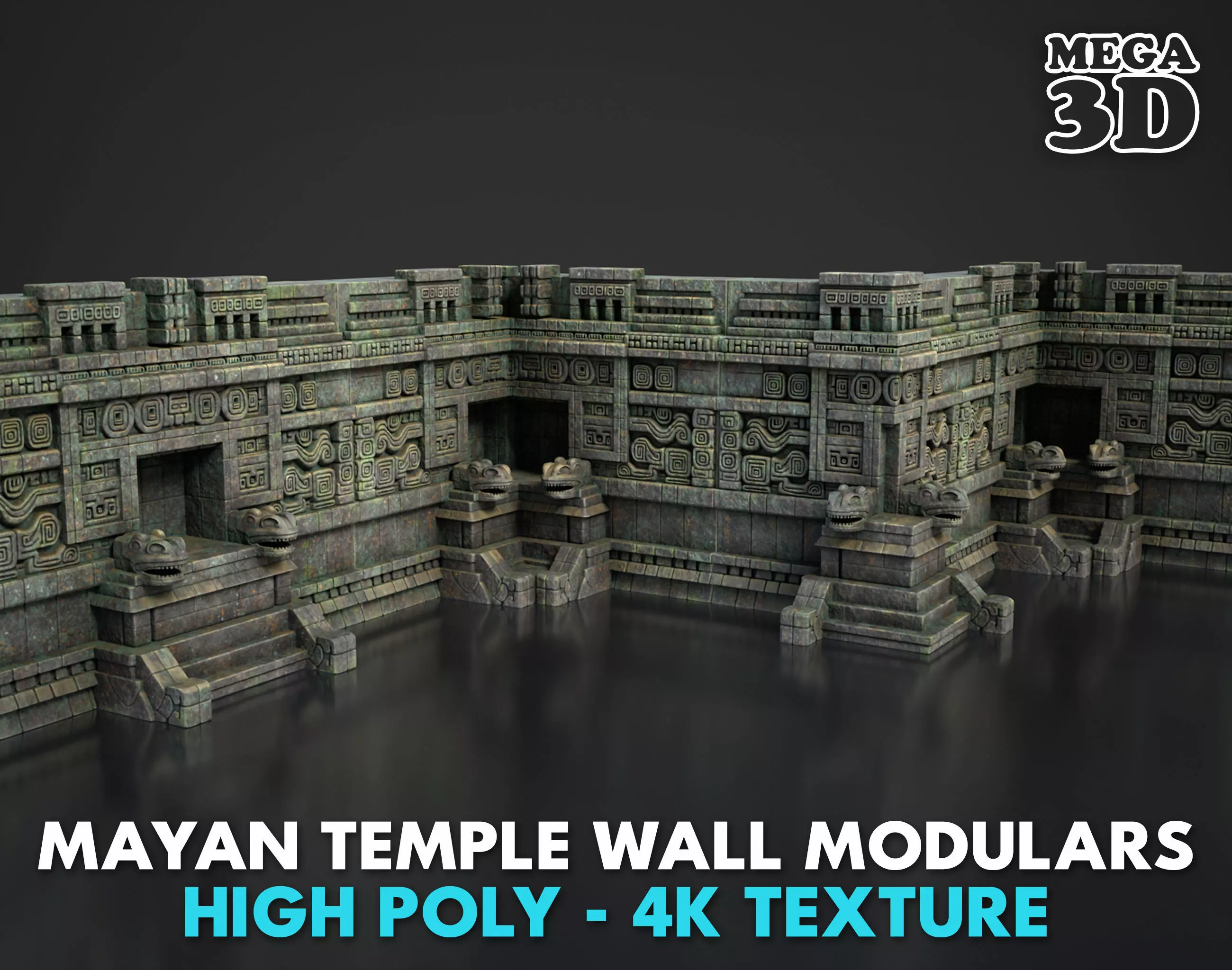 Mayan Temple Wall Modulars 01 250726 Low-poly 3D model_0
