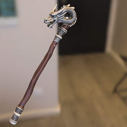 Dragon-Head Magic Staff Free low-poly 3D model