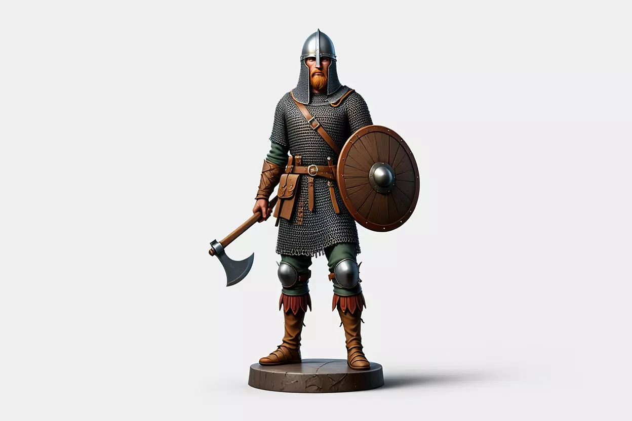 1514Color 3D Model of a Viking Warrior in Full Armor 3D print model_0