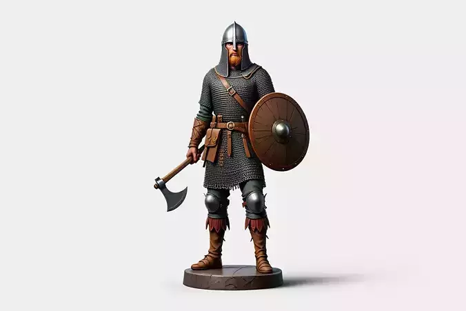 1514Color 3D Model of a Viking Warrior in Full Armor
