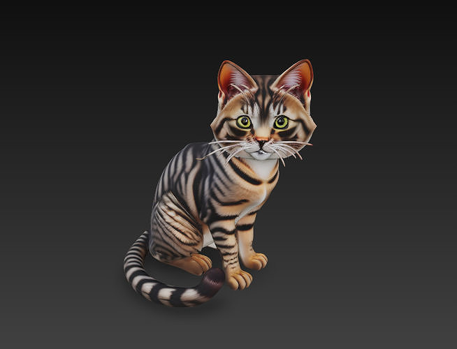Cat Realistic Free 3D Model - Low Poly Realistic Low-poly 3D model