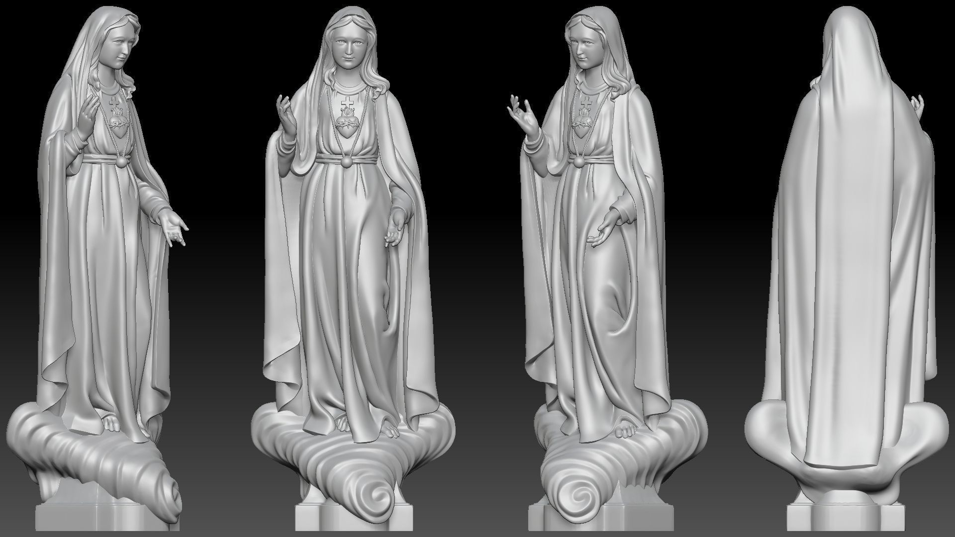 Our Lady of Fatima with holy heart - Virgin Mary  3D print model_11