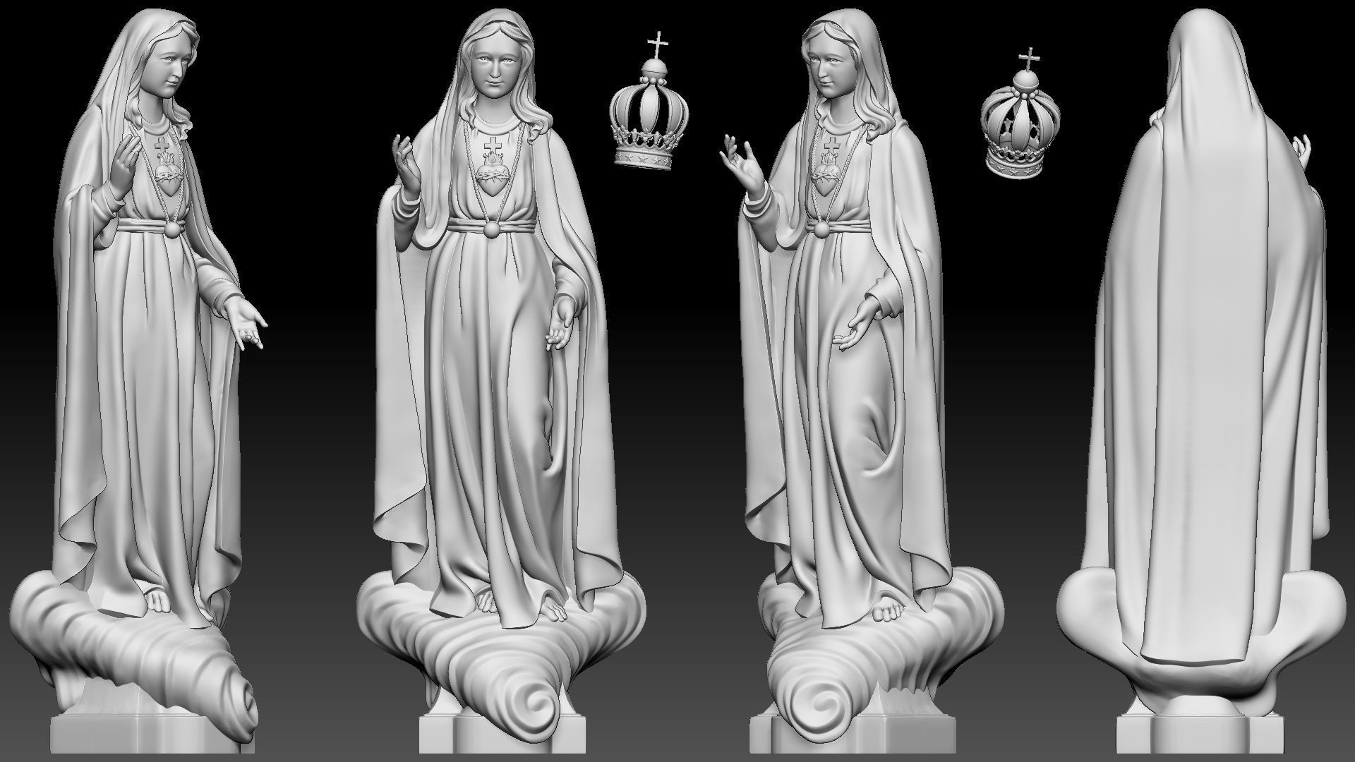 Our Lady of Fatima with holy heart - Virgin Mary  3D print model_1