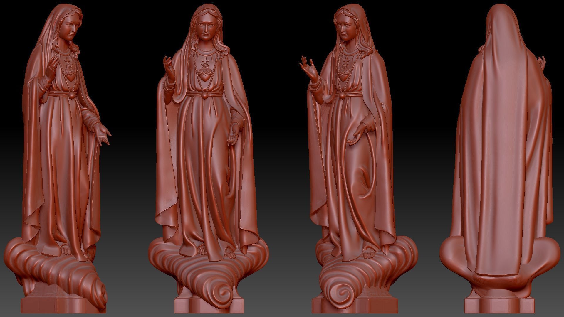 Our Lady of Fatima with holy heart - Virgin Mary  3D print model_5