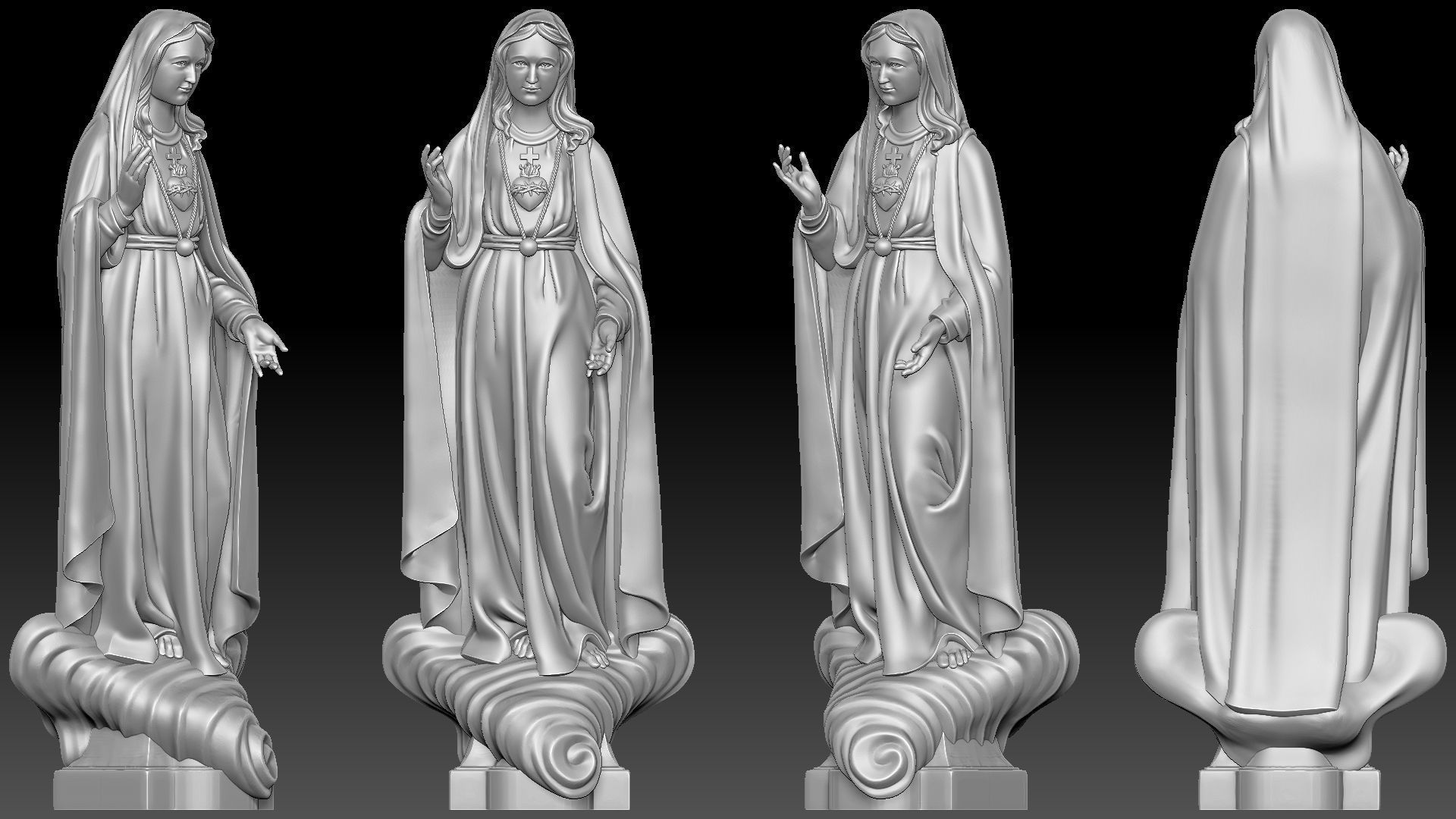 Our Lady of Fatima with holy heart - Virgin Mary  3D print model_4