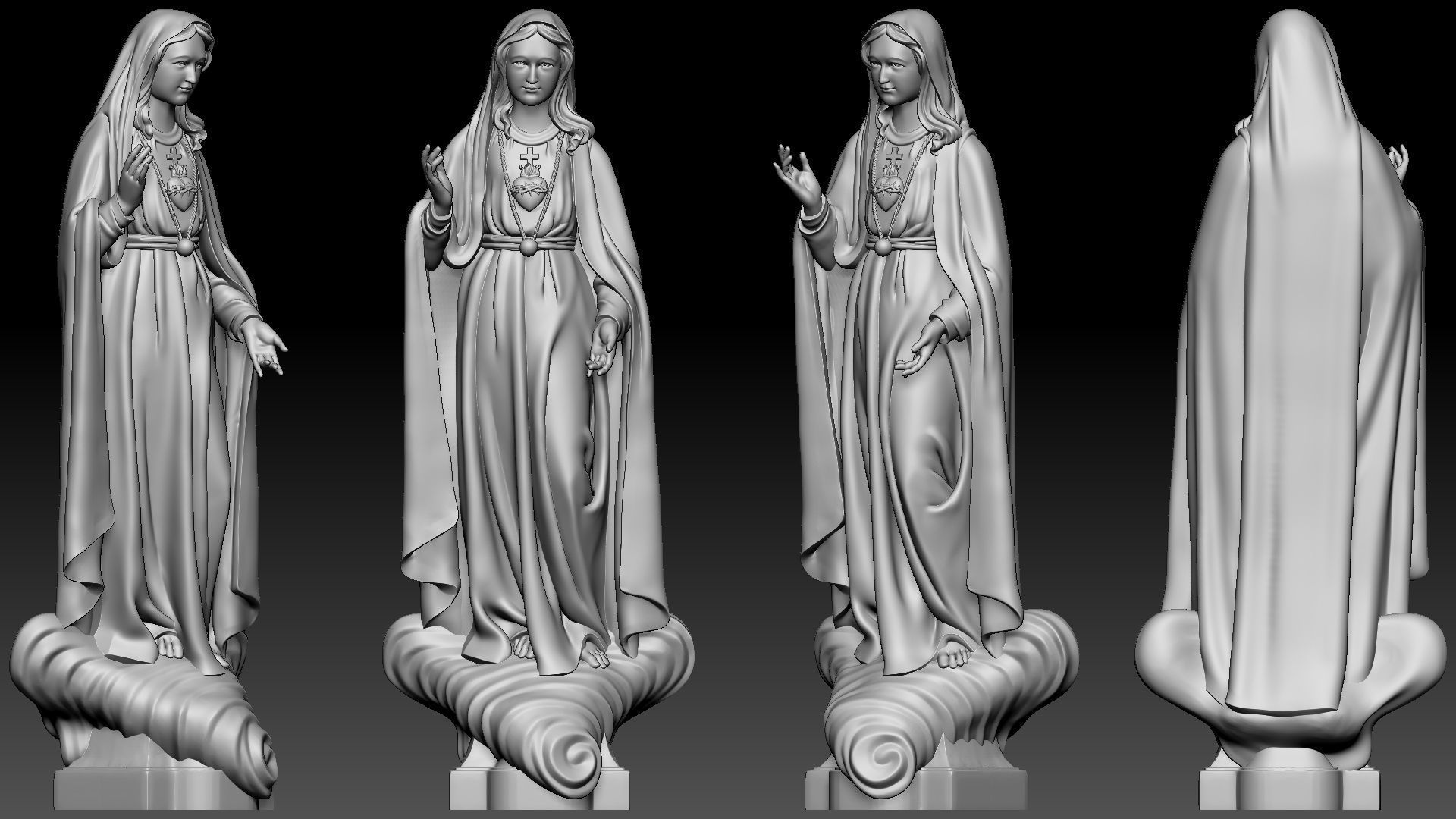 Our Lady of Fatima with holy heart - Virgin Mary  3D print model_9