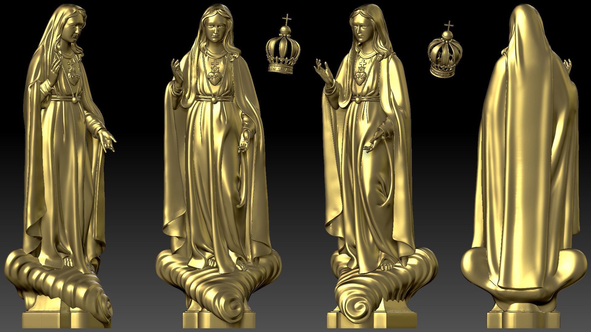 Our Lady of Fatima with holy heart - Virgin Mary  3D print model_8