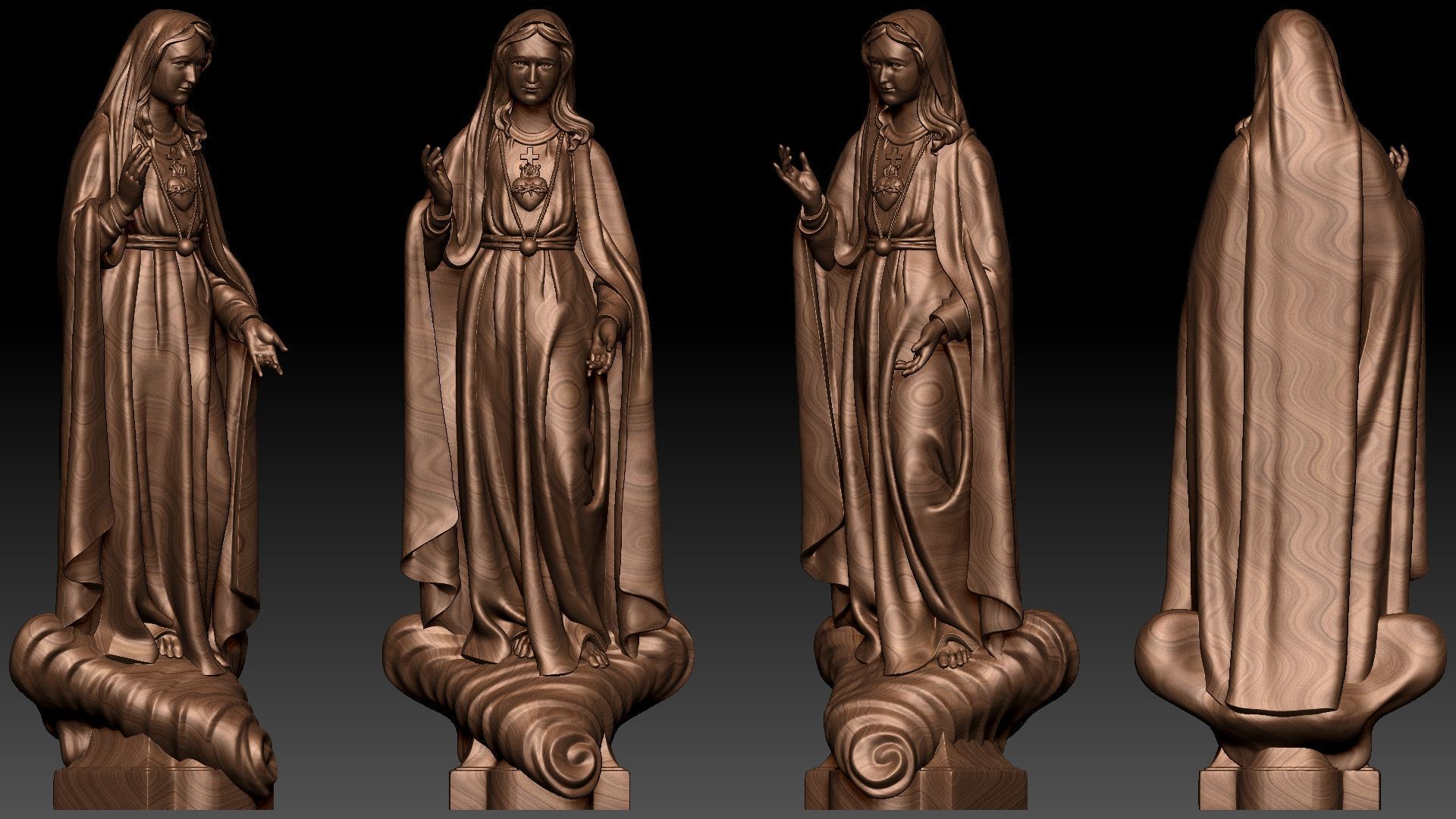 Our Lady of Fatima with holy heart - Virgin Mary  3D print model_10