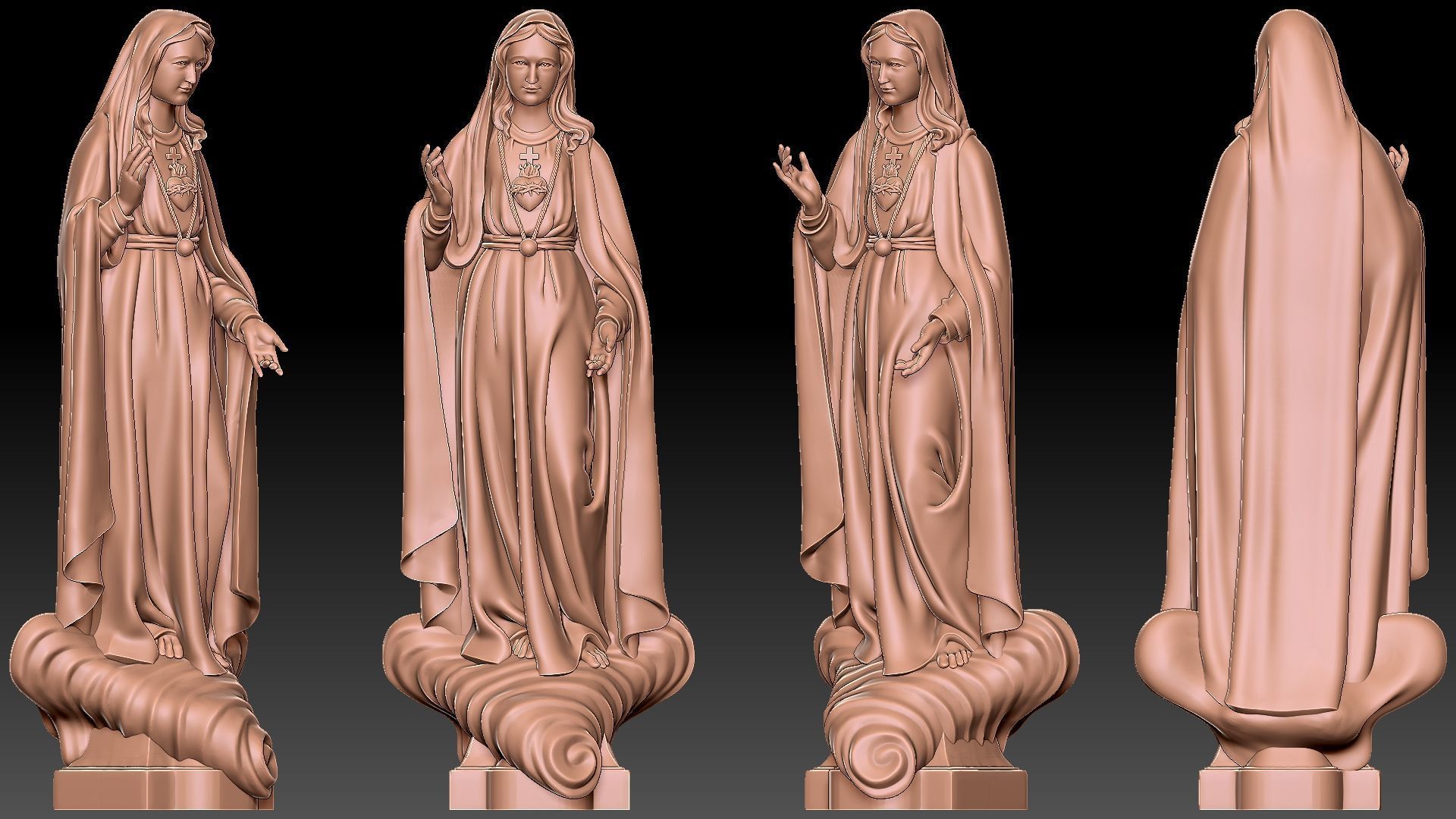 Our Lady of Fatima with holy heart - Virgin Mary  3D print model_6