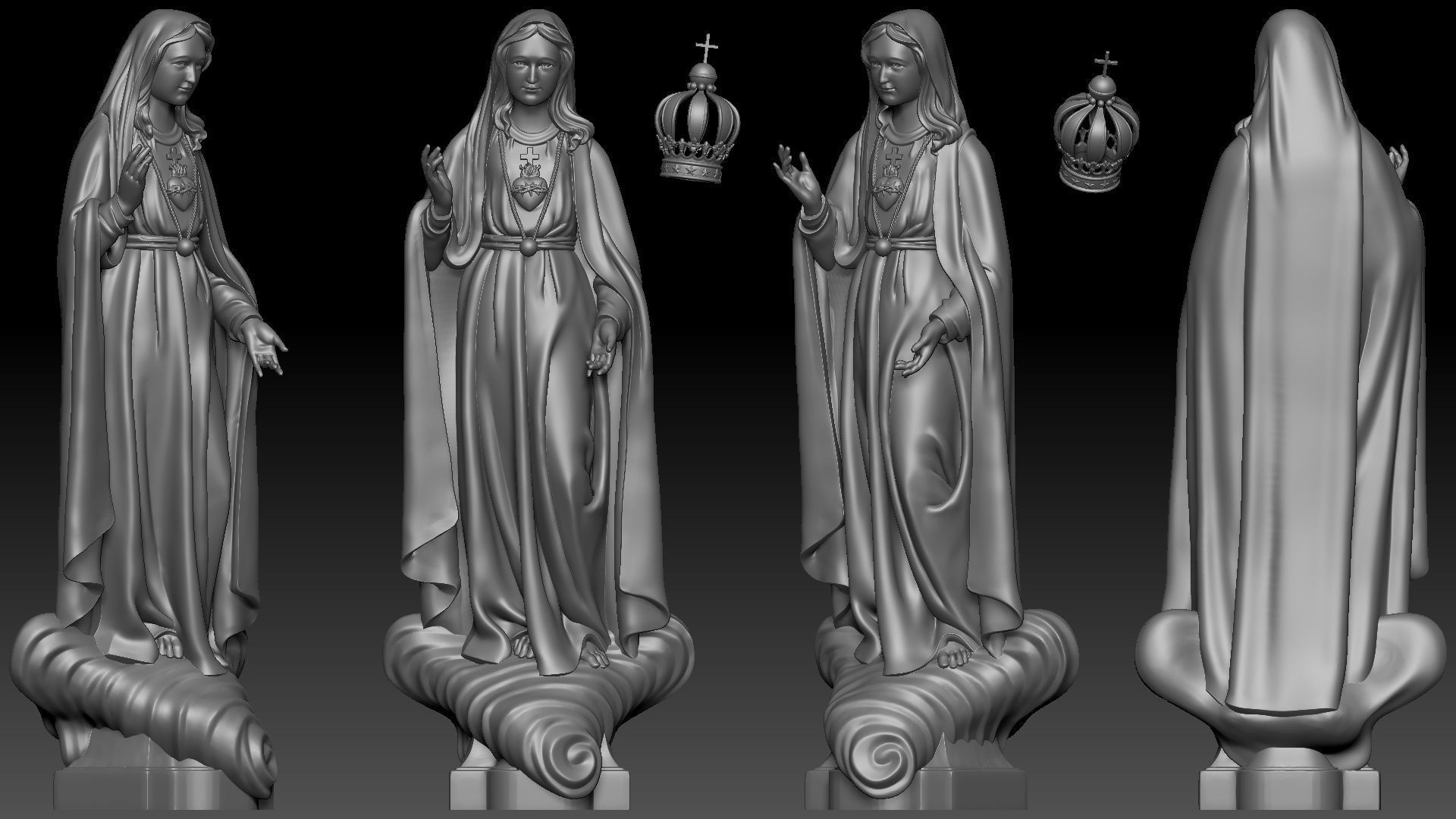 Our Lady of Fatima with holy heart - Virgin Mary  3D print model_2