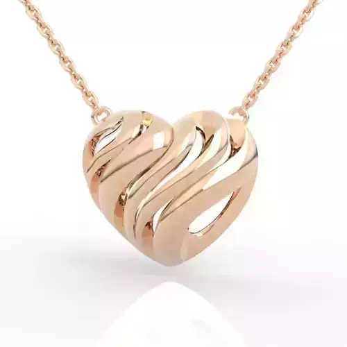 Premium Wave Texture Heart Pendant 3D print model