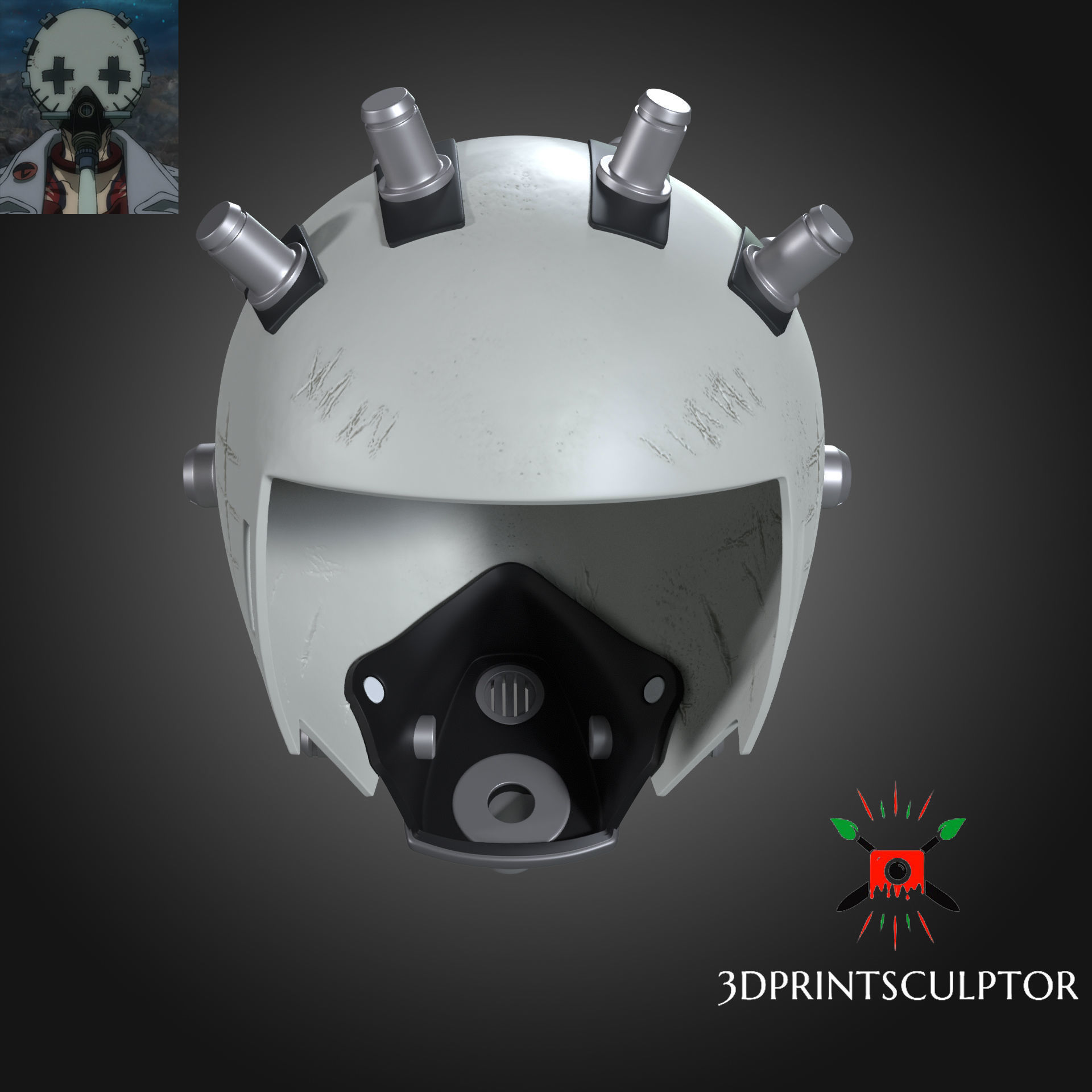 Gachiakuta Enjin Full Face Mask - For Anime Cosplay Helmet 3D print model_5