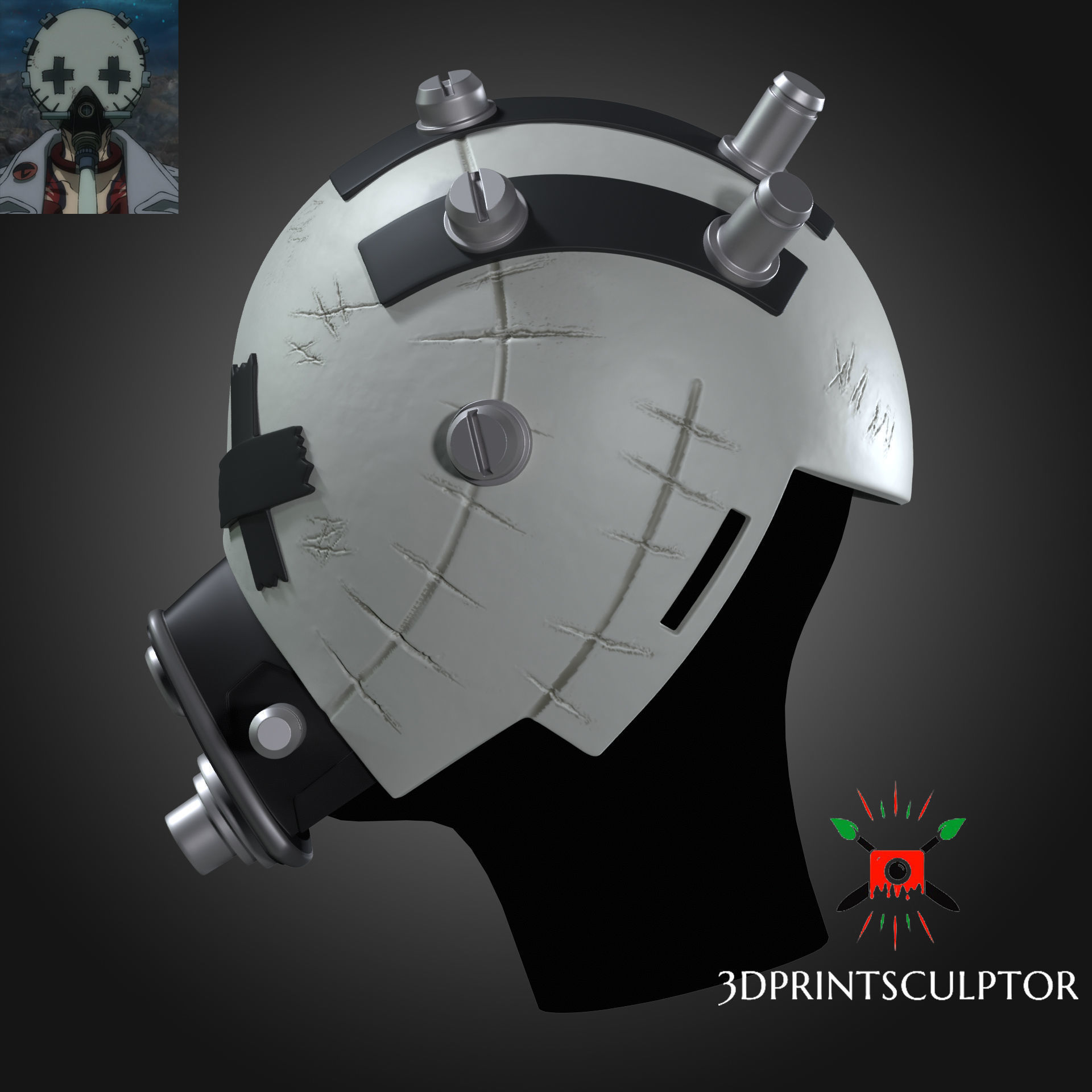 Gachiakuta Enjin Full Face Mask - For Anime Cosplay Helmet 3D print model_2