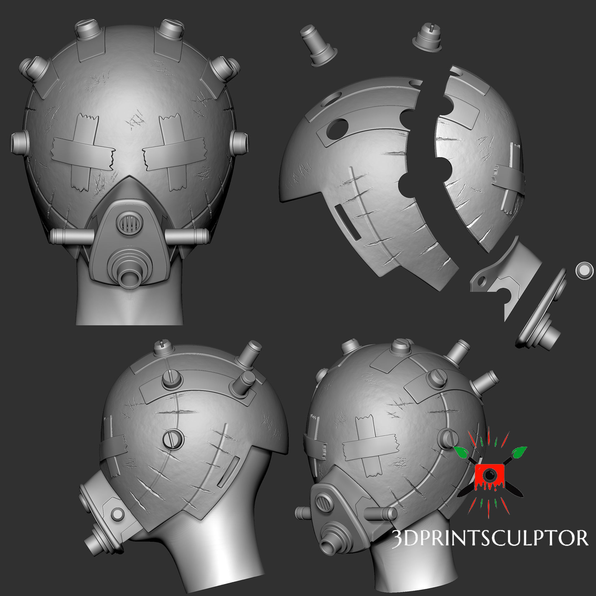 Gachiakuta Enjin Full Face Mask - For Anime Cosplay Helmet 3D print model_6