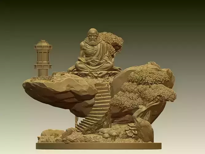 Zen Monk Mountain Diorama