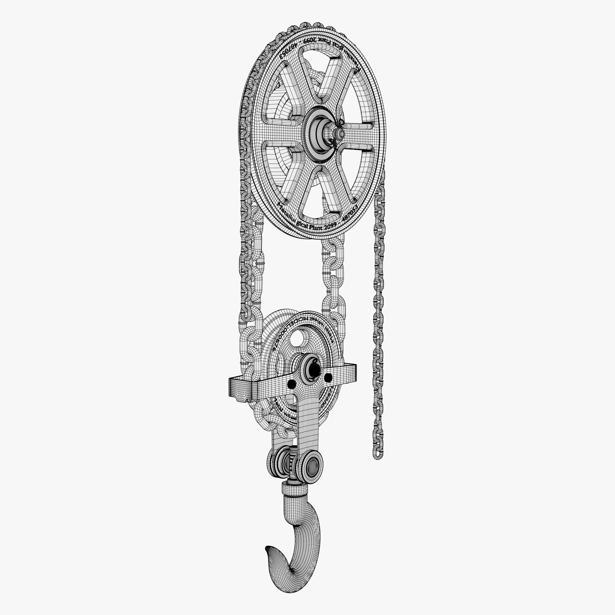 Chain Hoist with Hook M1 3D model_10