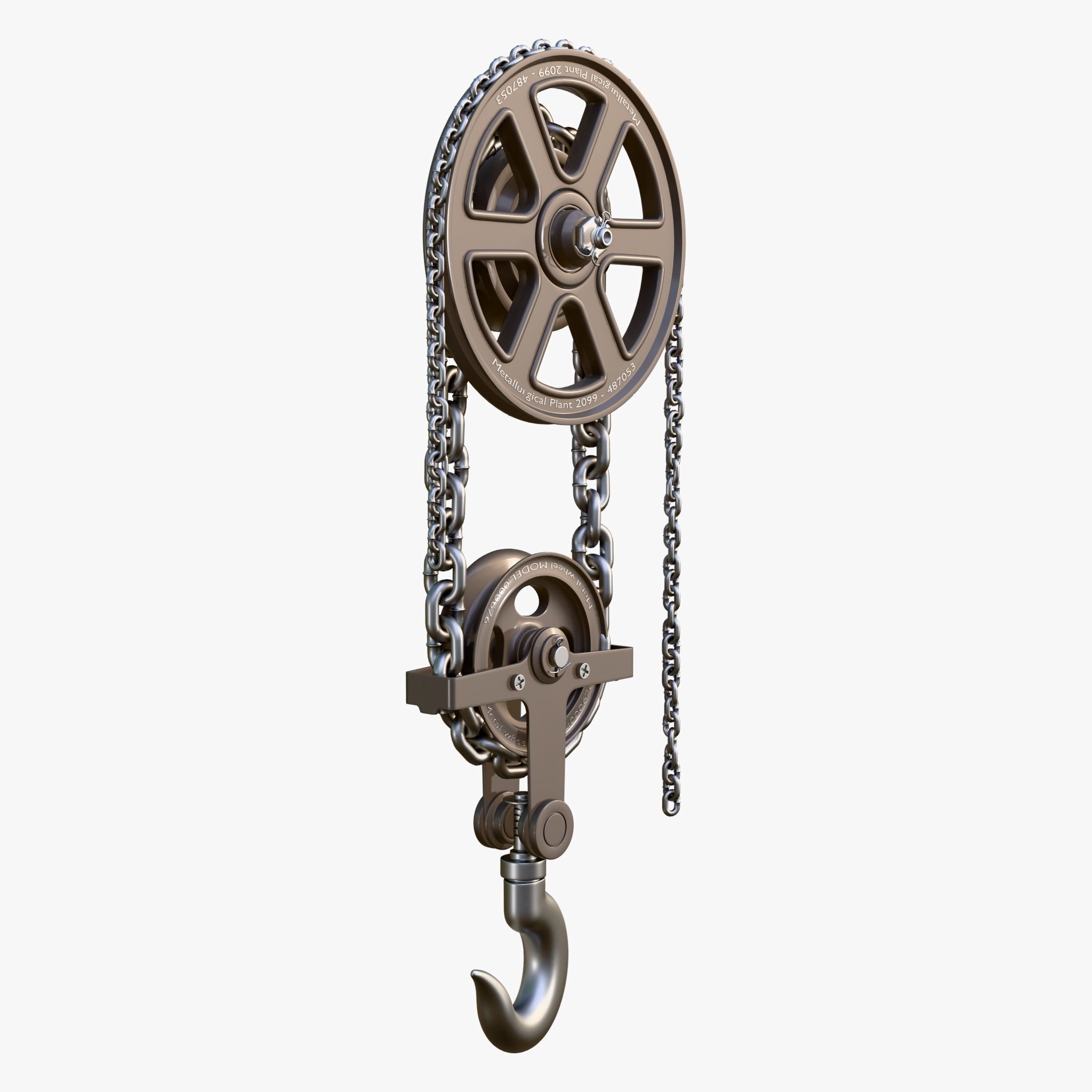 Chain Hoist with Hook M1 3D model_3