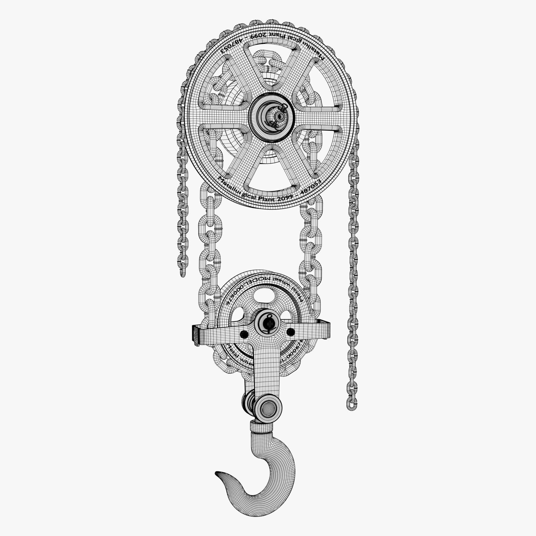 Chain Hoist with Hook M1 3D model_7