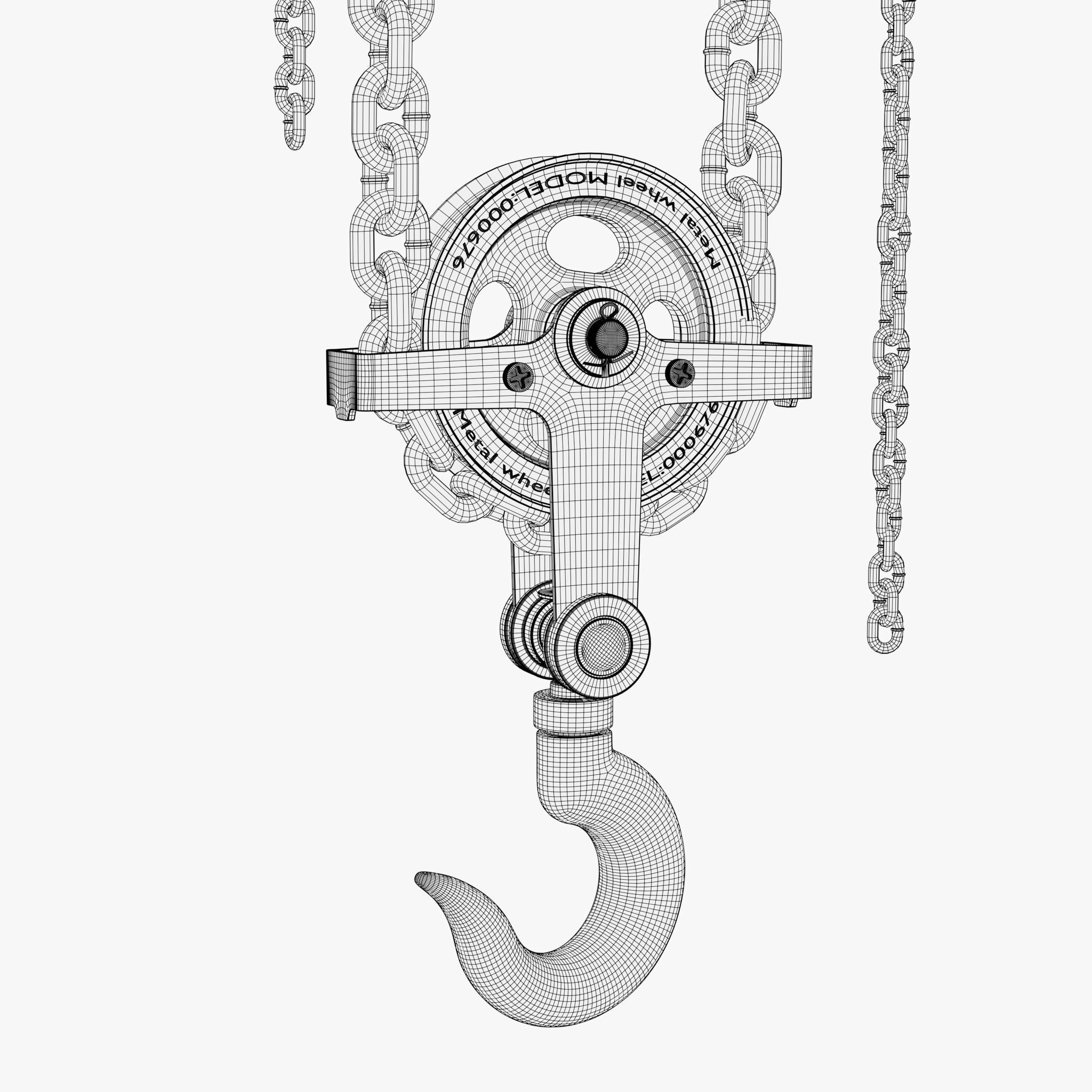 Chain Hoist with Hook M1 3D model_11