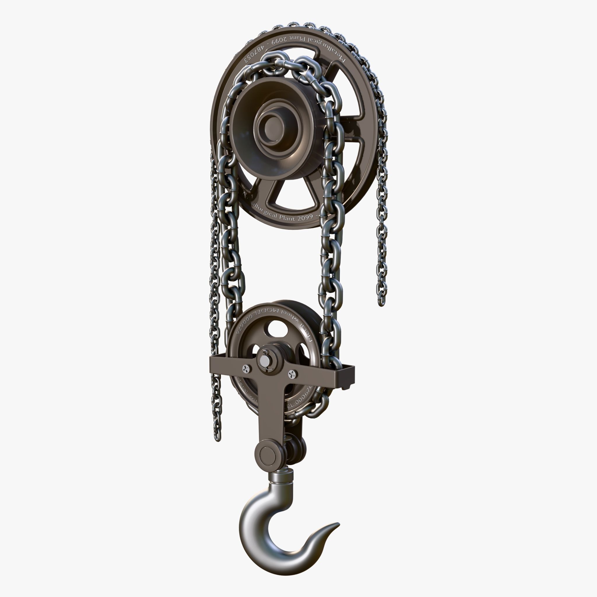 Chain Hoist with Hook M1 3D model_6