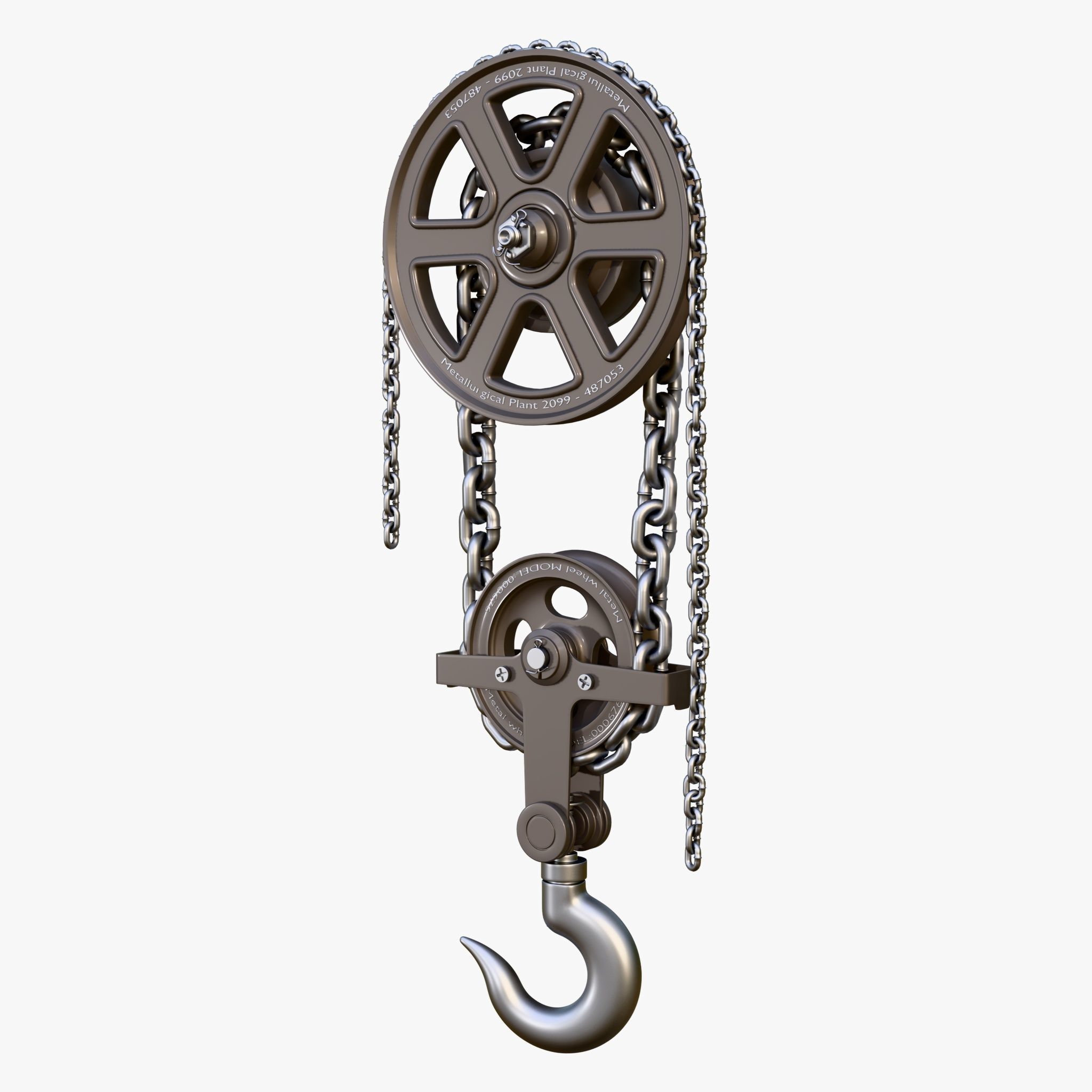 Chain Hoist with Hook M1 3D model_2