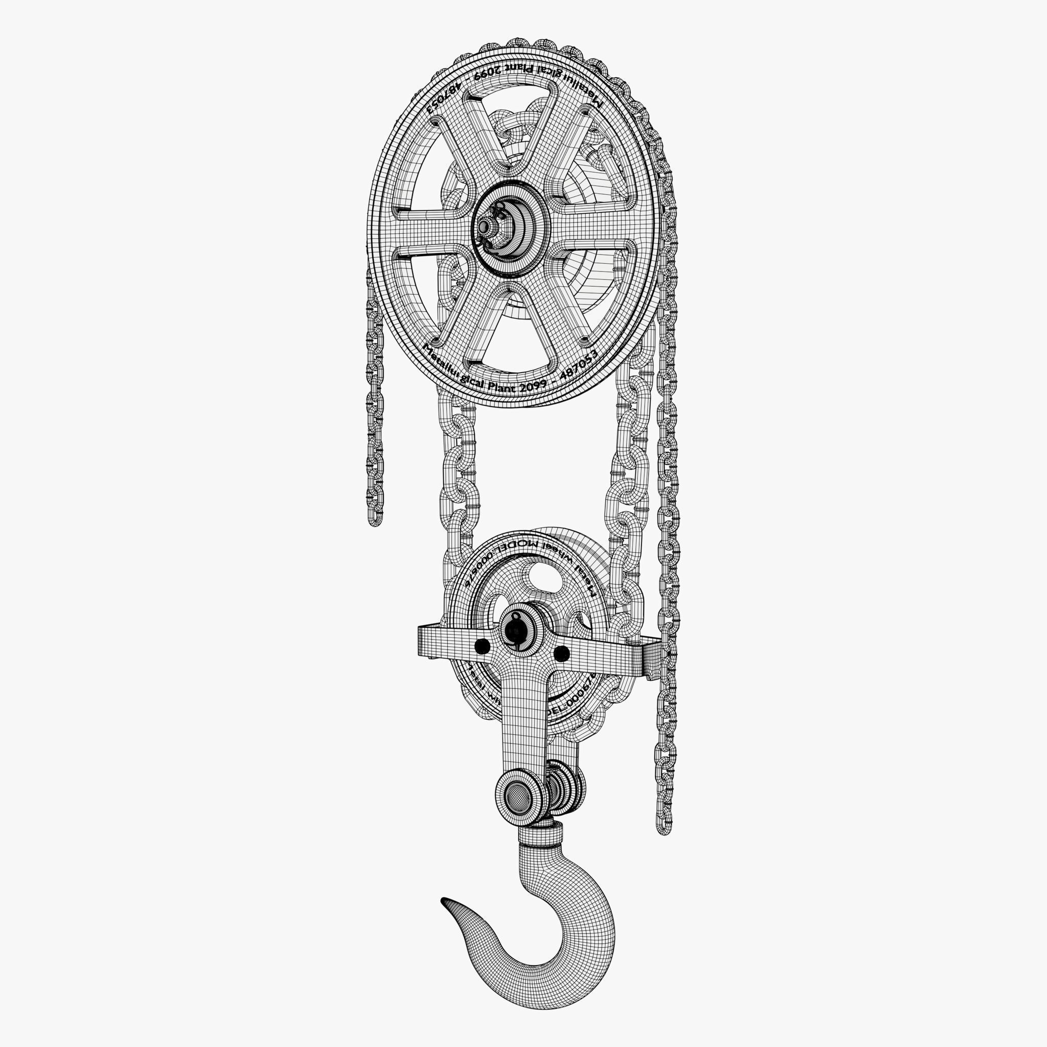 Chain Hoist with Hook M1 3D model_9